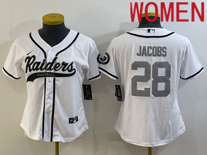 Women Oakland Raiders 28 Jacobs White 2022 Nike Co branded NFL Jerseys